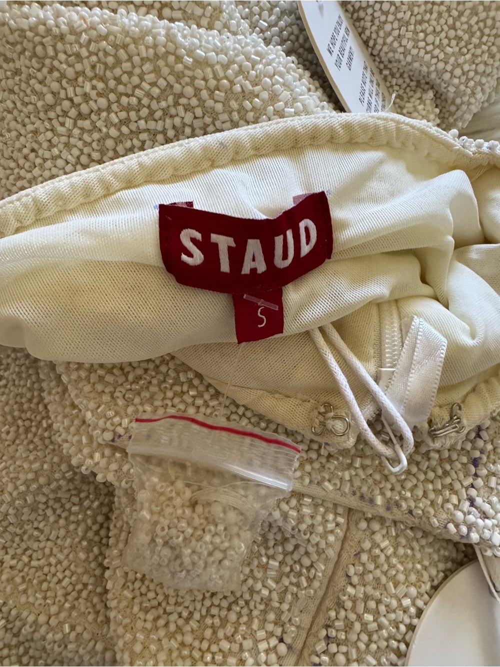 Staud New Le Sable Ivory Cream Mini Dress Small - Picture 13 of 14